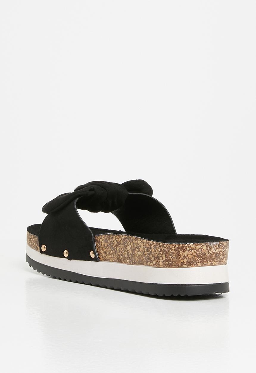 Footwork - Lizz twisted knot stacked flatform sandal - black