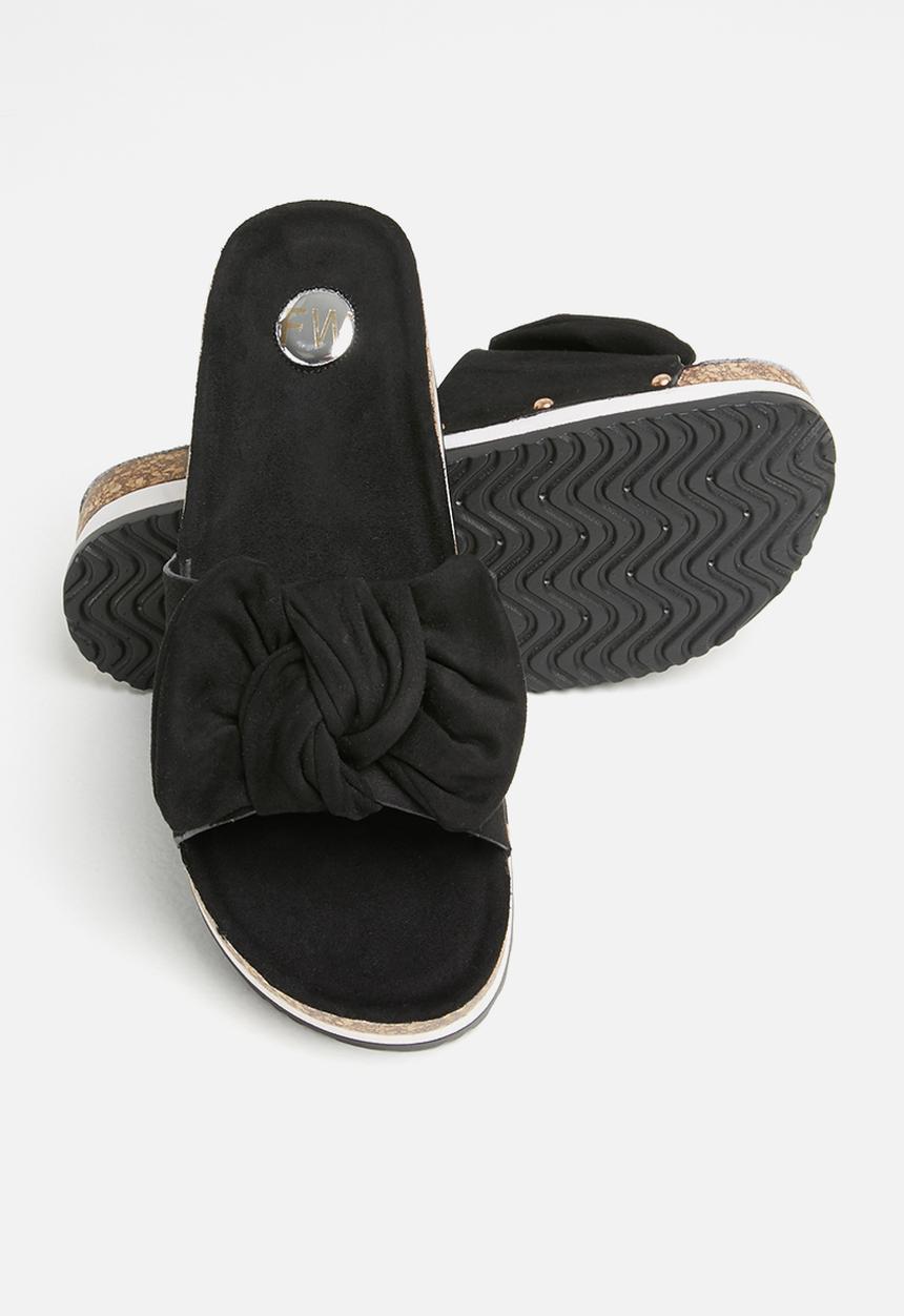 Footwork - Lizz twisted knot stacked flatform sandal - black