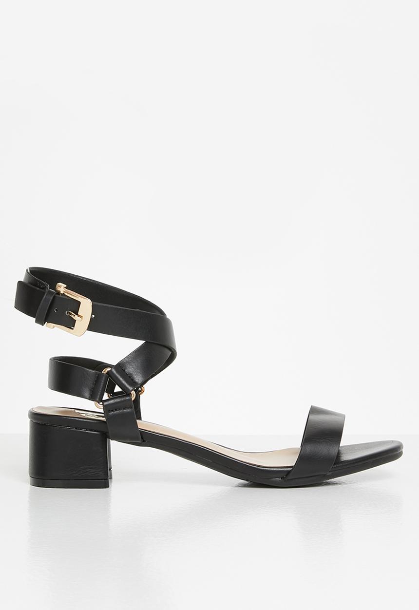 Footwork - Kenn ankle strap block heel - black
