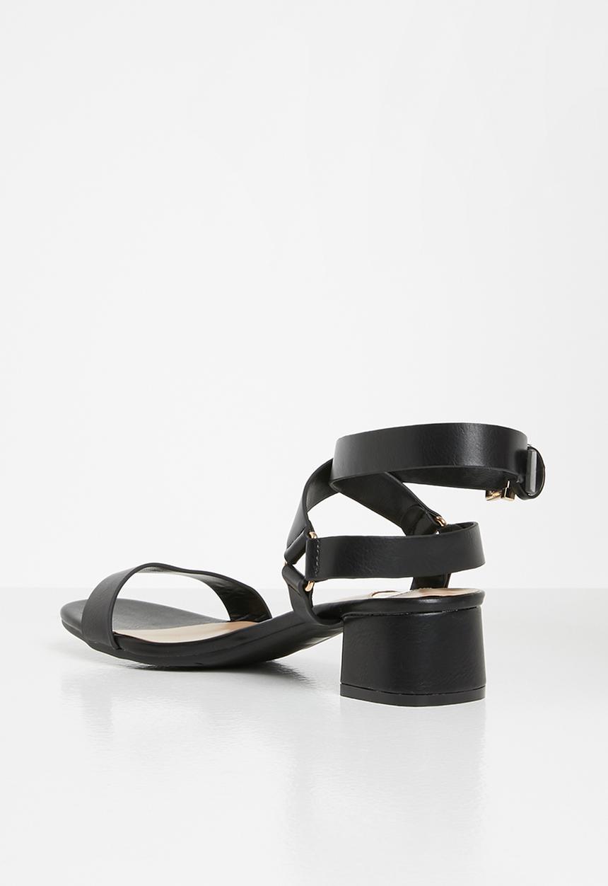 Footwork - Kenn ankle strap block heel - black
