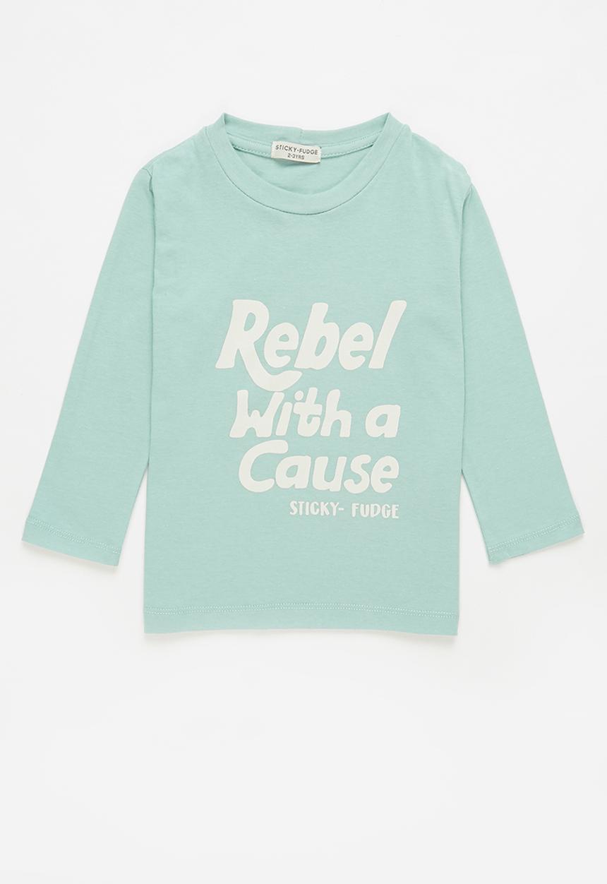 Sticky Fudge - Rebel with a cause tee - aqua