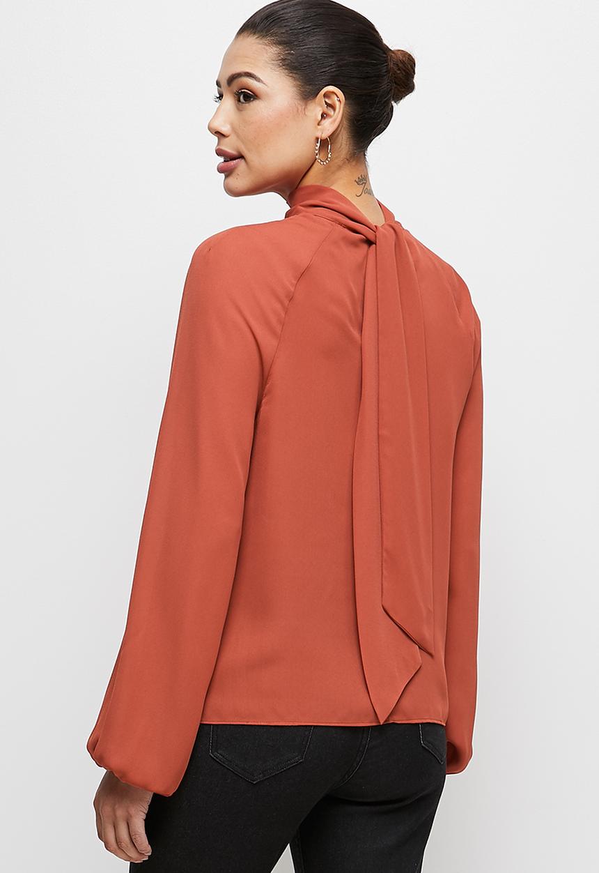 MILLA - Raglan turtle blouse with tie - rust2