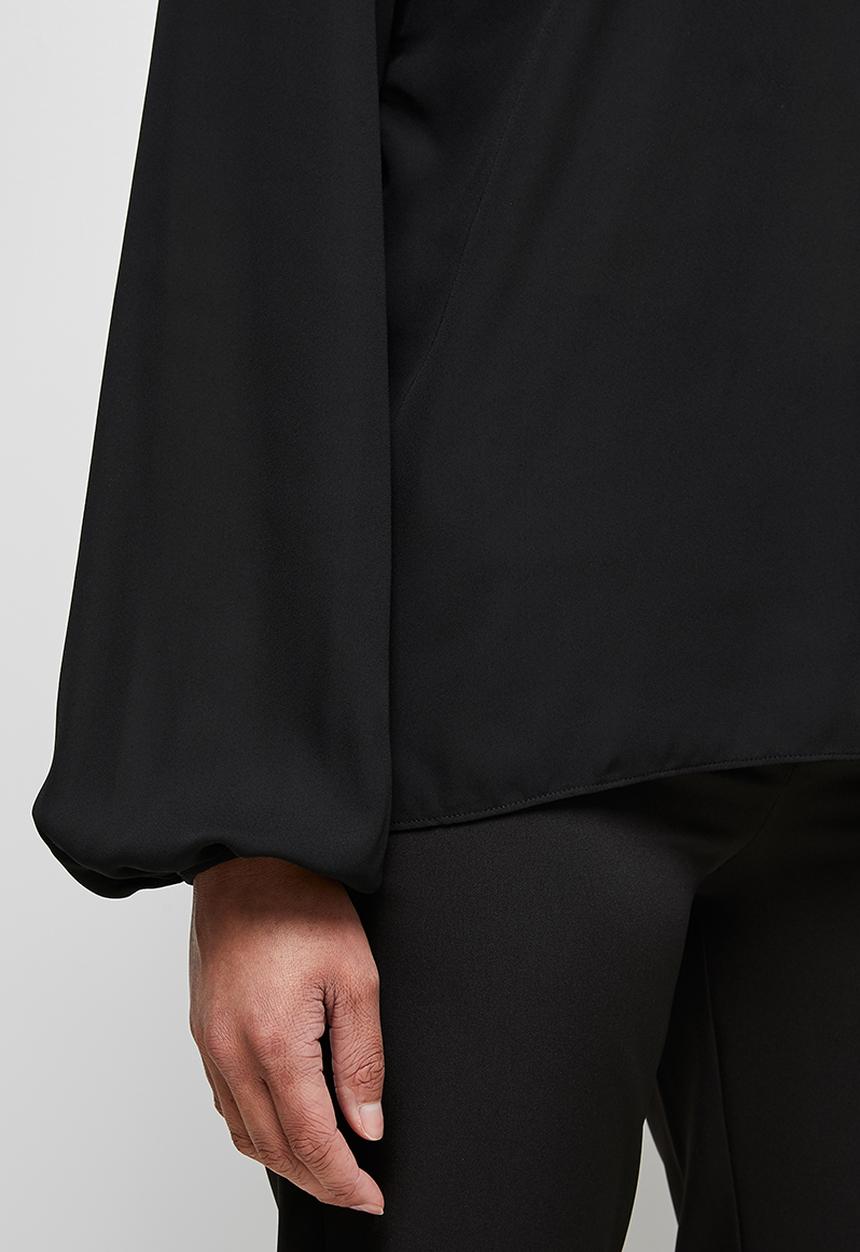 MILLA - Raglan turtle blouse with tie - black