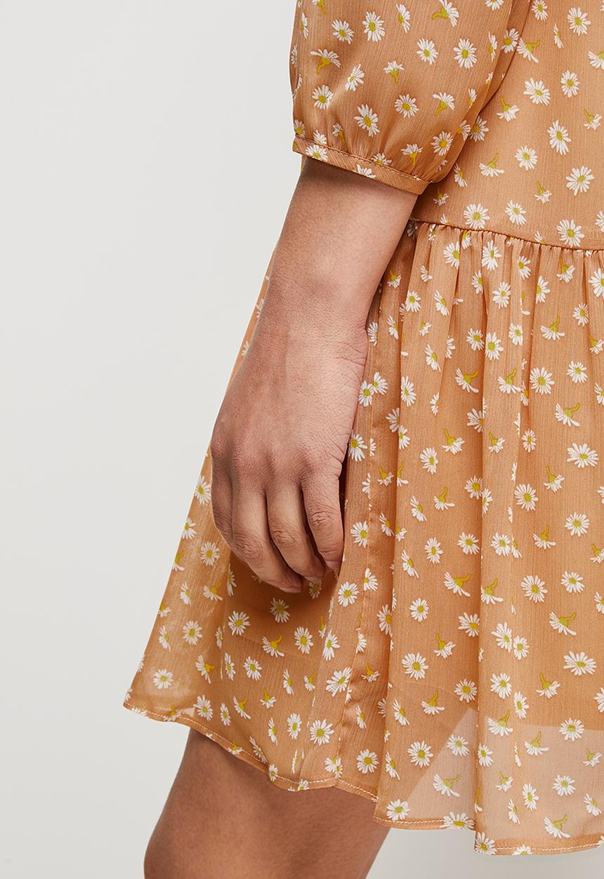 MILLA - Daisy print drop waist mini dress - Sand