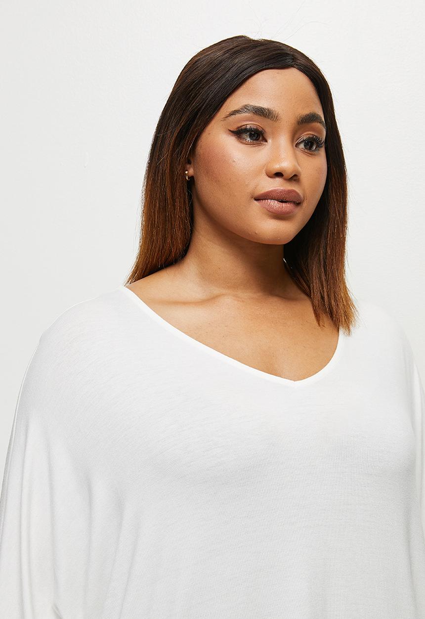 edit Plus - Conscious v-neck dolman boxy tee - milk