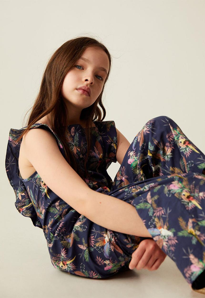 MANGO - Cotton print jumpsuit  - blue