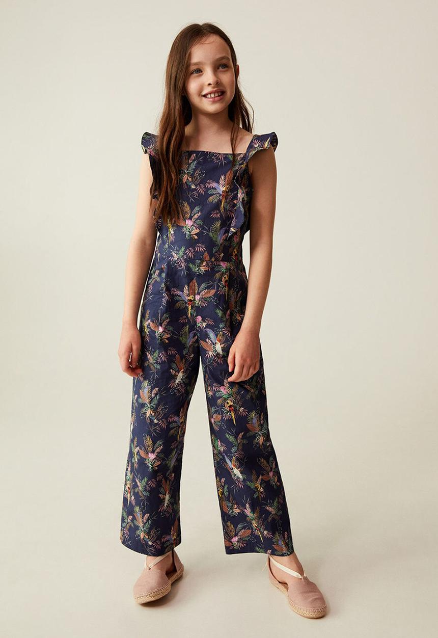 MANGO - Cotton print jumpsuit  - blue