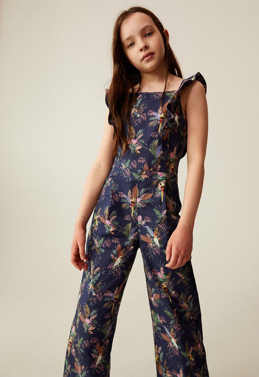 MANGO - Cotton print jumpsuit  - blue