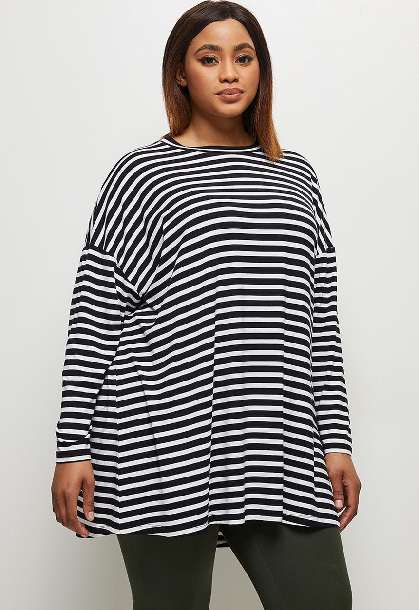 edit Plus - Dolman crew T-shirt - black stripe