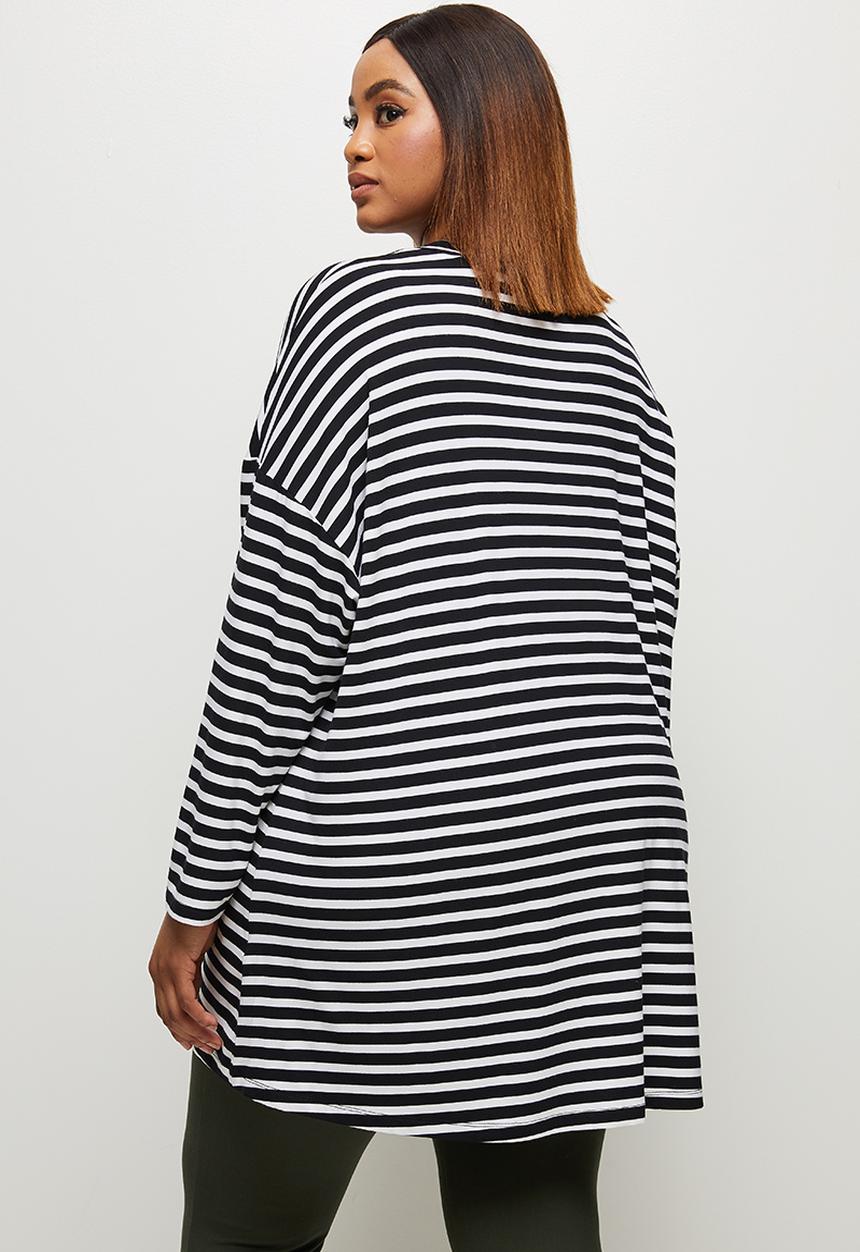 edit Plus - Dolman crew T-shirt - black stripe