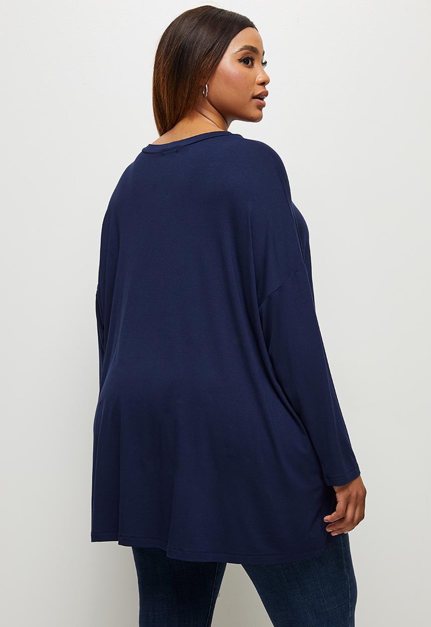 edit Plus - Dolman crew T-shirt - navy