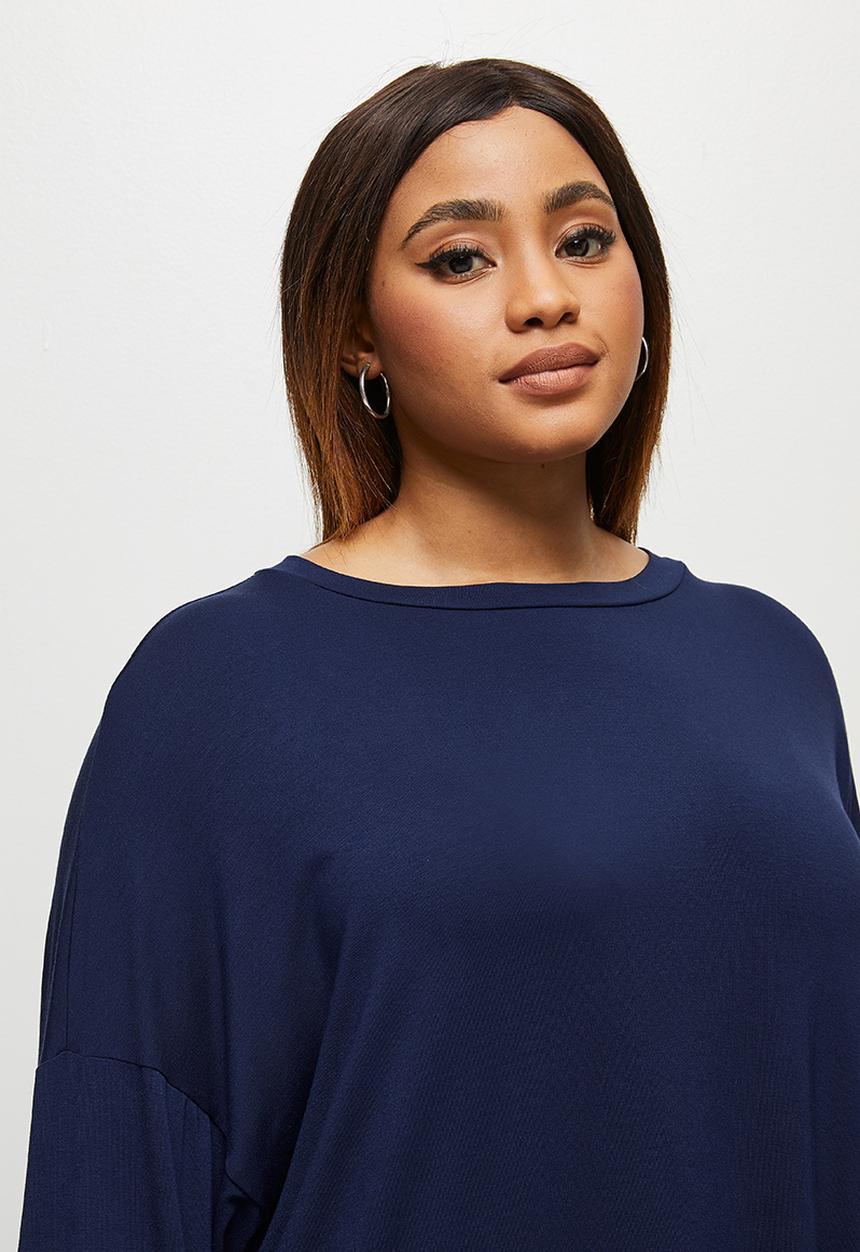 edit Plus - Dolman crew T-shirt - navy