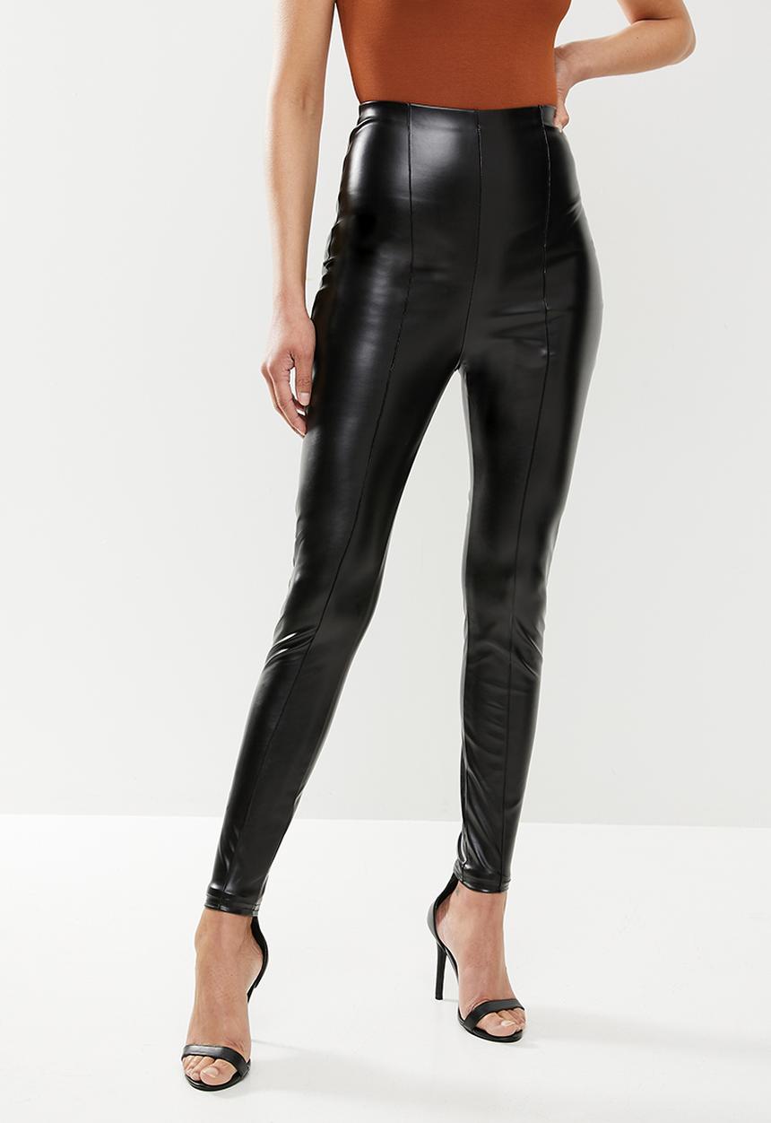 Missguided - Faux leather pin tuck legging - black 
