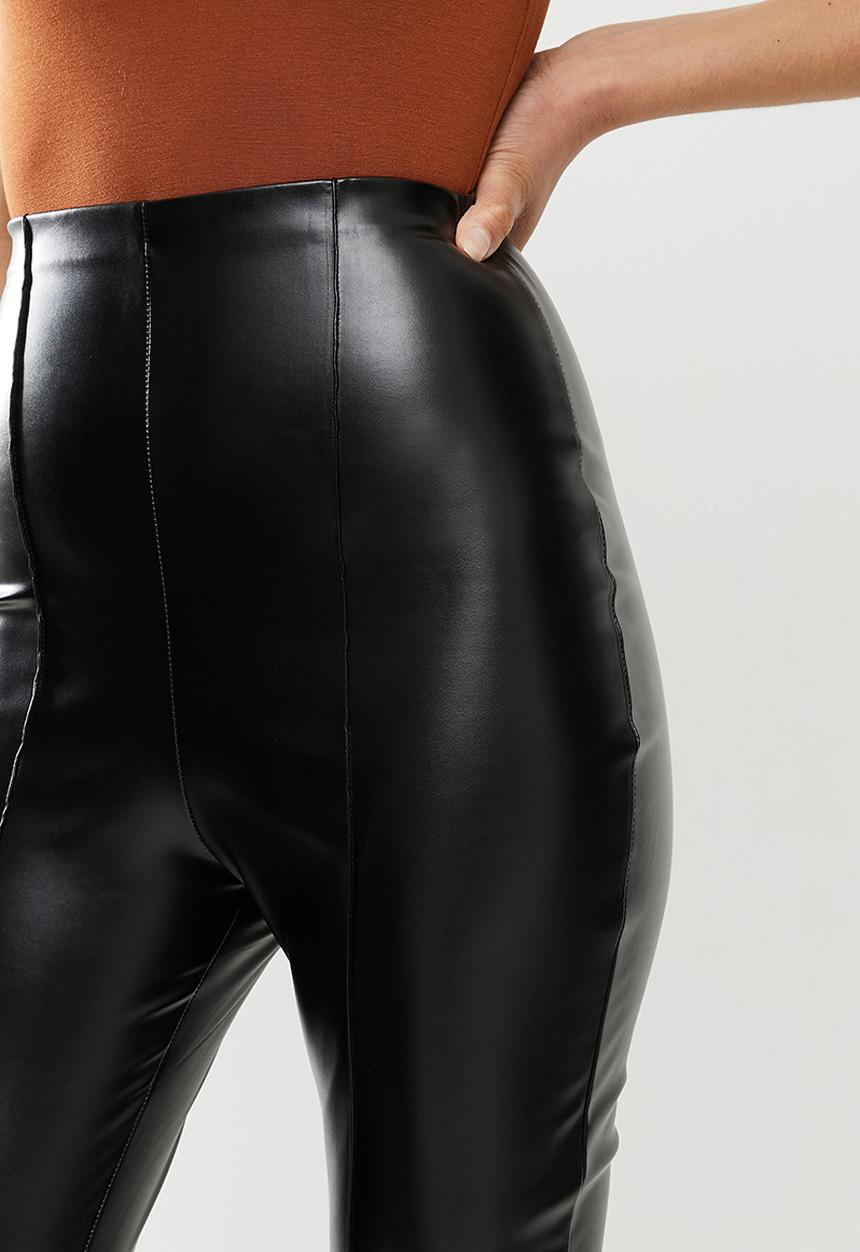 Missguided - Faux leather pin tuck legging - black 