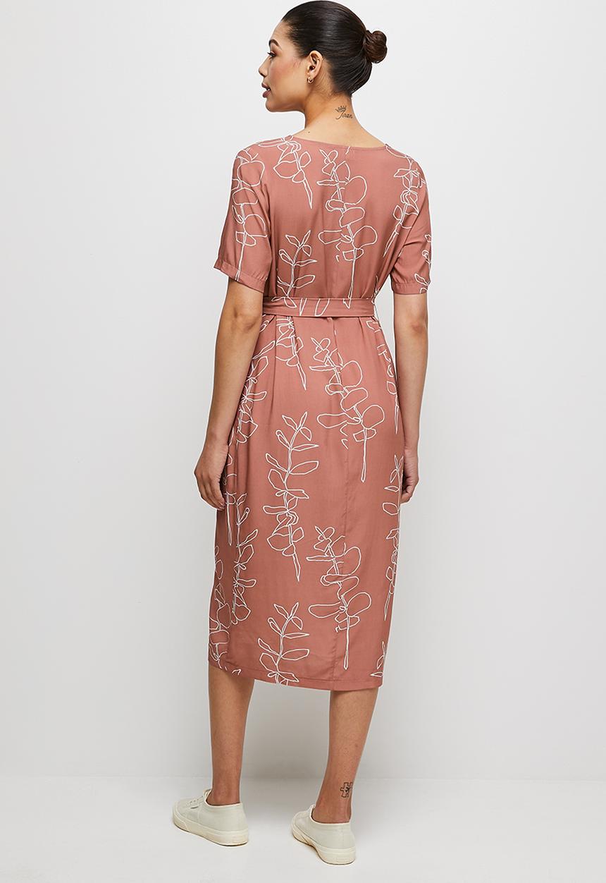 edit - Woven belted midi tunic - blush scribble