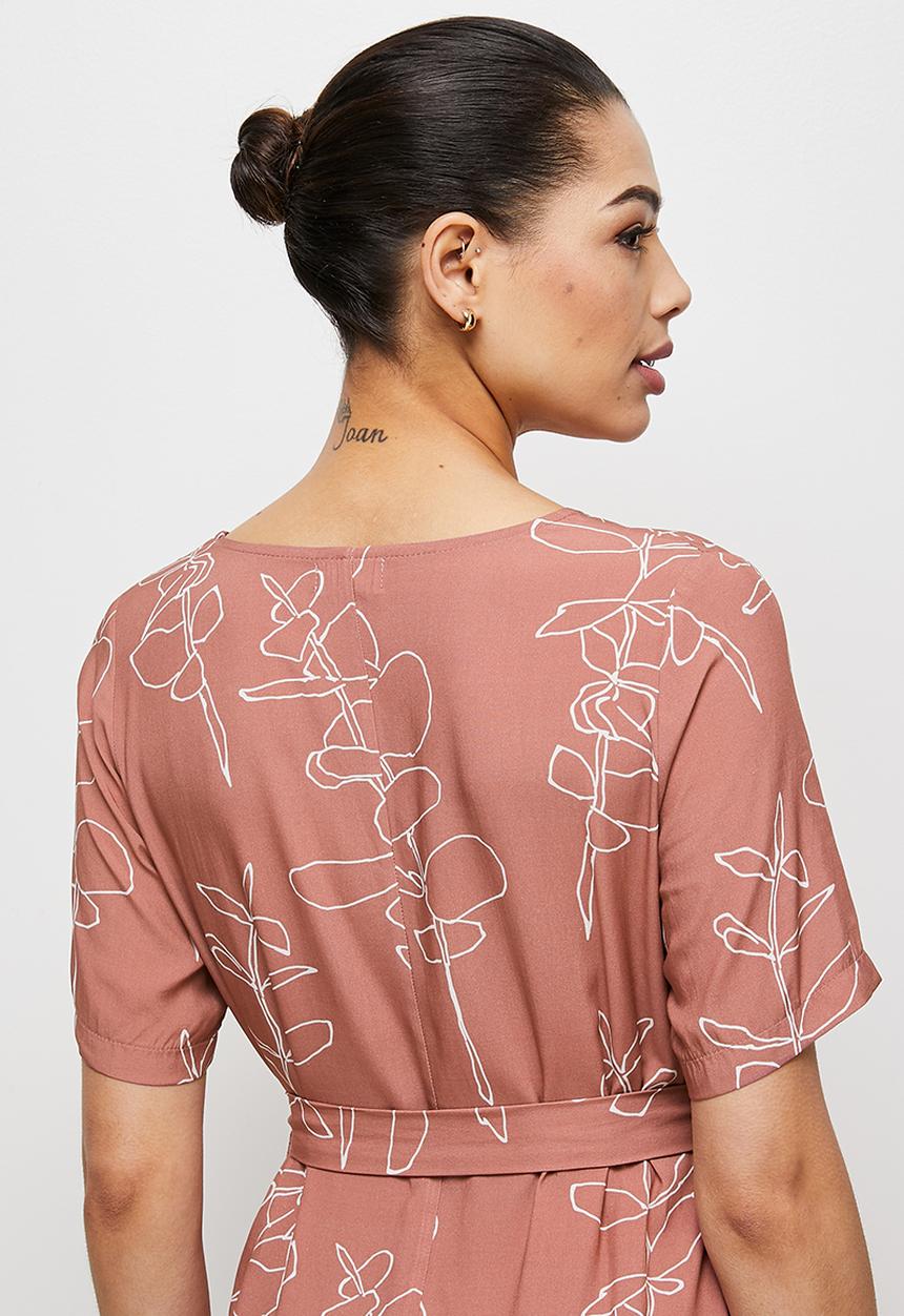 edit - Woven belted midi tunic - blush scribble