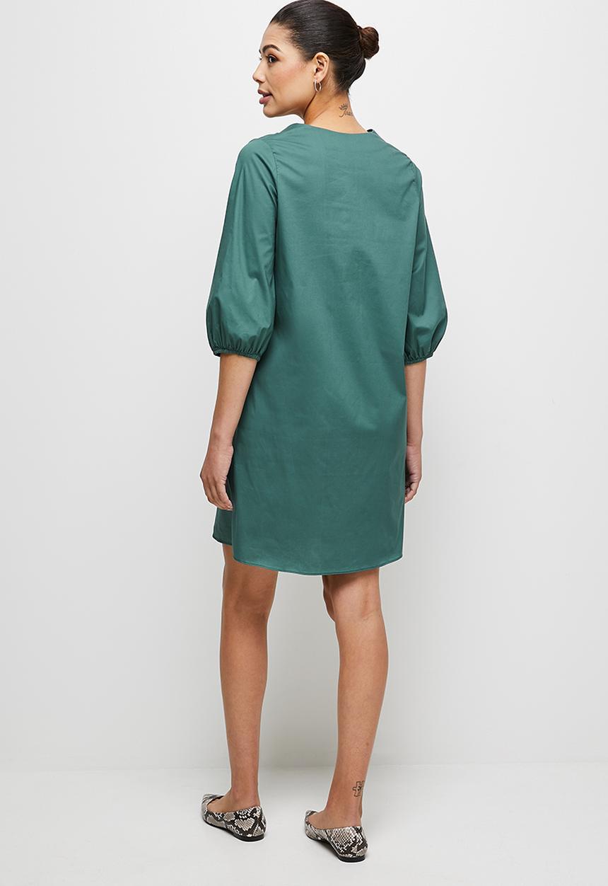 edit - Poplin notch neck tunic - sea pine