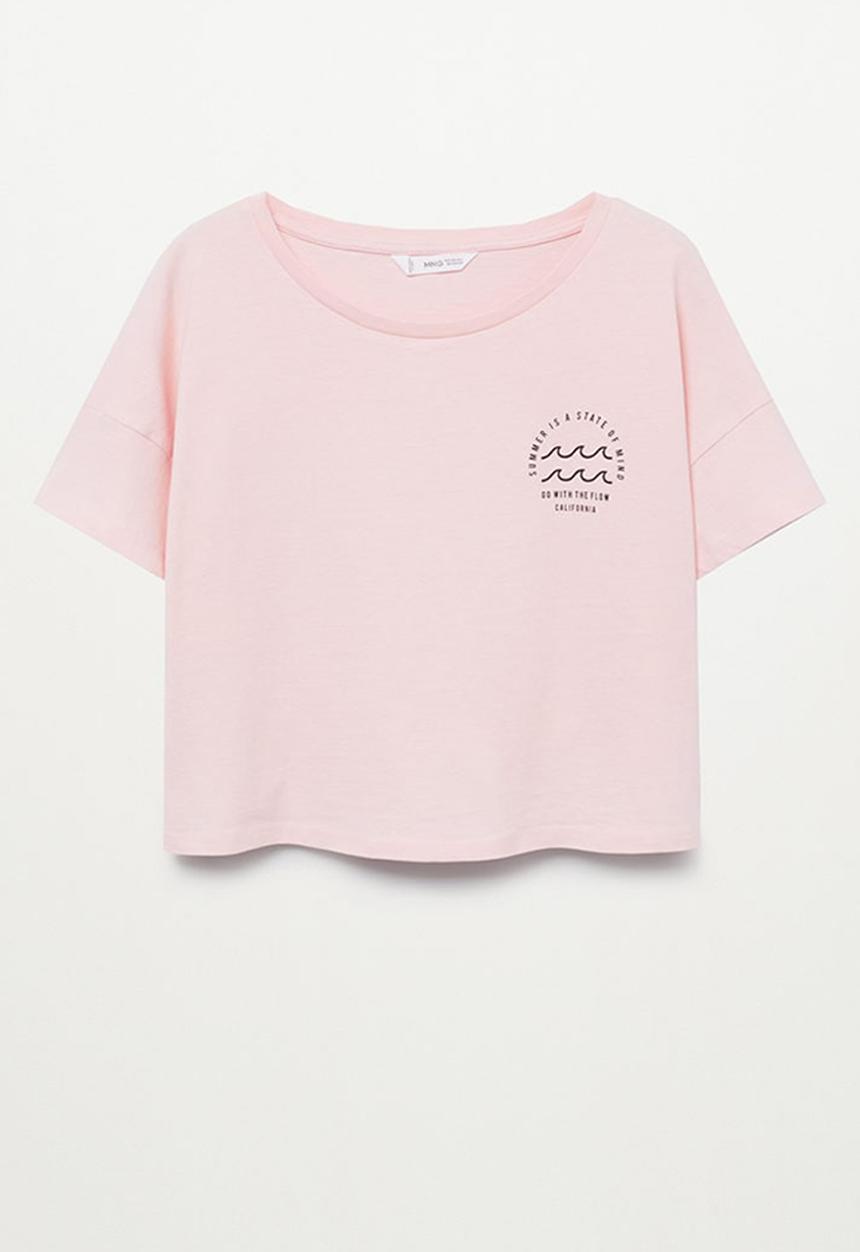 MANGO - Camiseta waves - pink