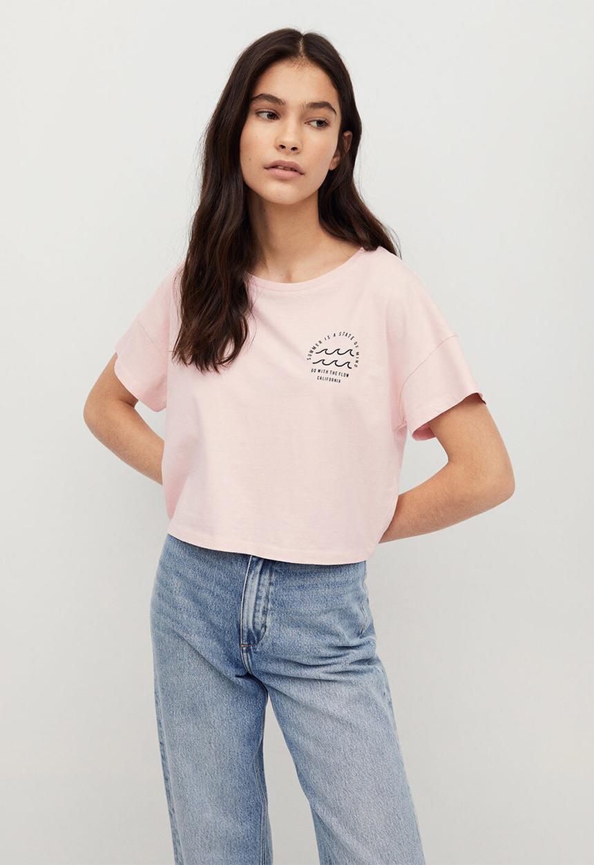 MANGO - Camiseta waves - pink