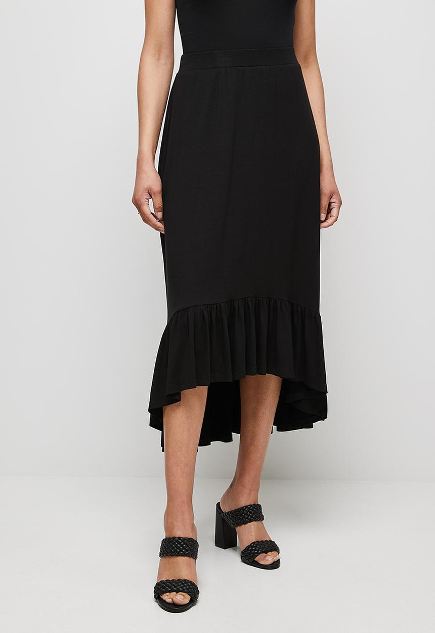edit - Conscious tiered midi skirt - black