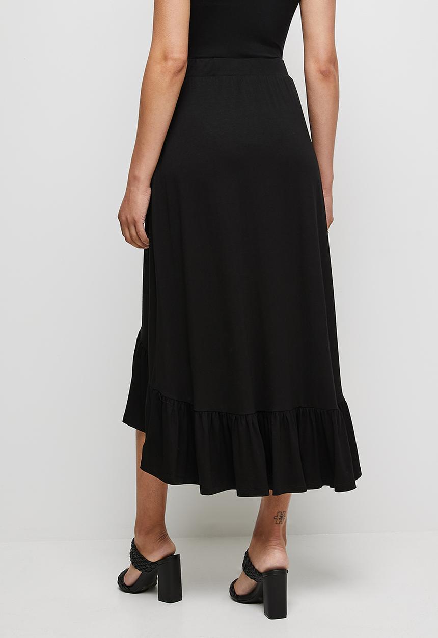 edit - Conscious tiered midi skirt - black