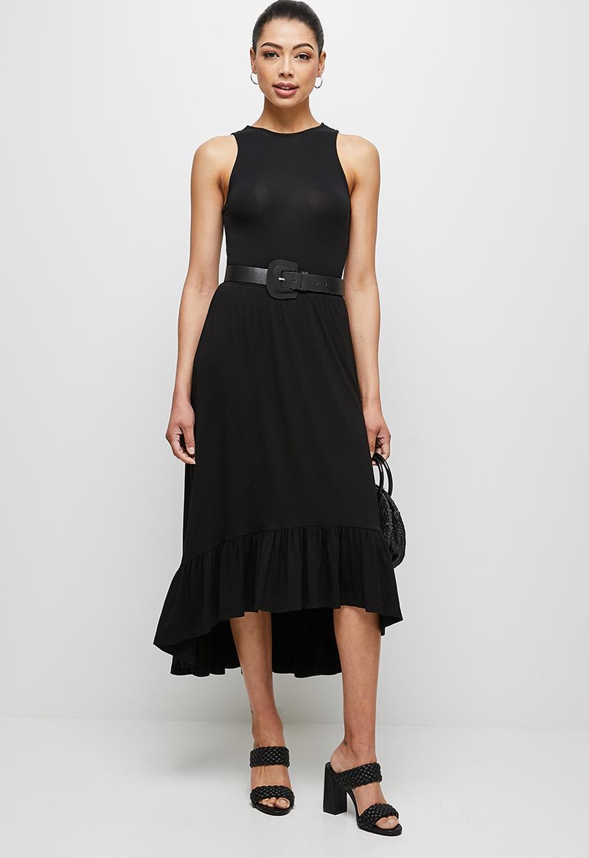 edit - Conscious tiered midi skirt - black