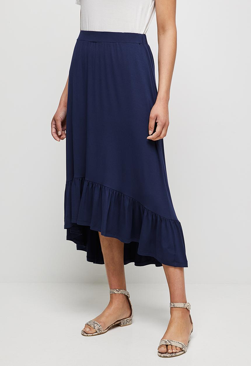edit - Conscious tiered midi skirt - navy