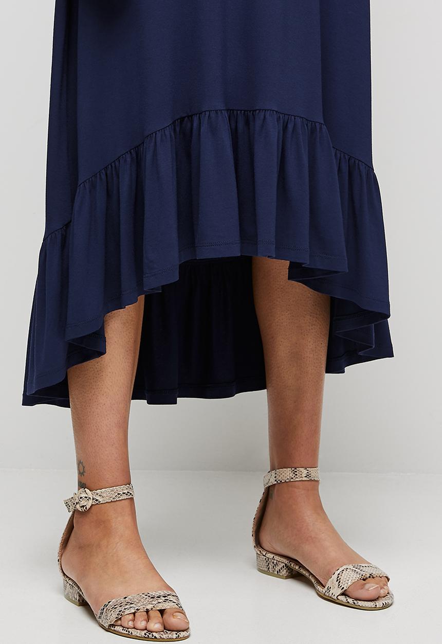 edit - Conscious tiered midi skirt - navy