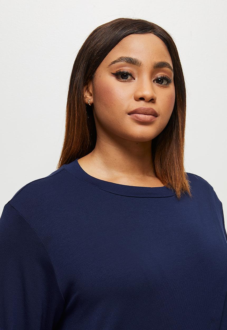 edit Plus - Mock wrap tee - navy