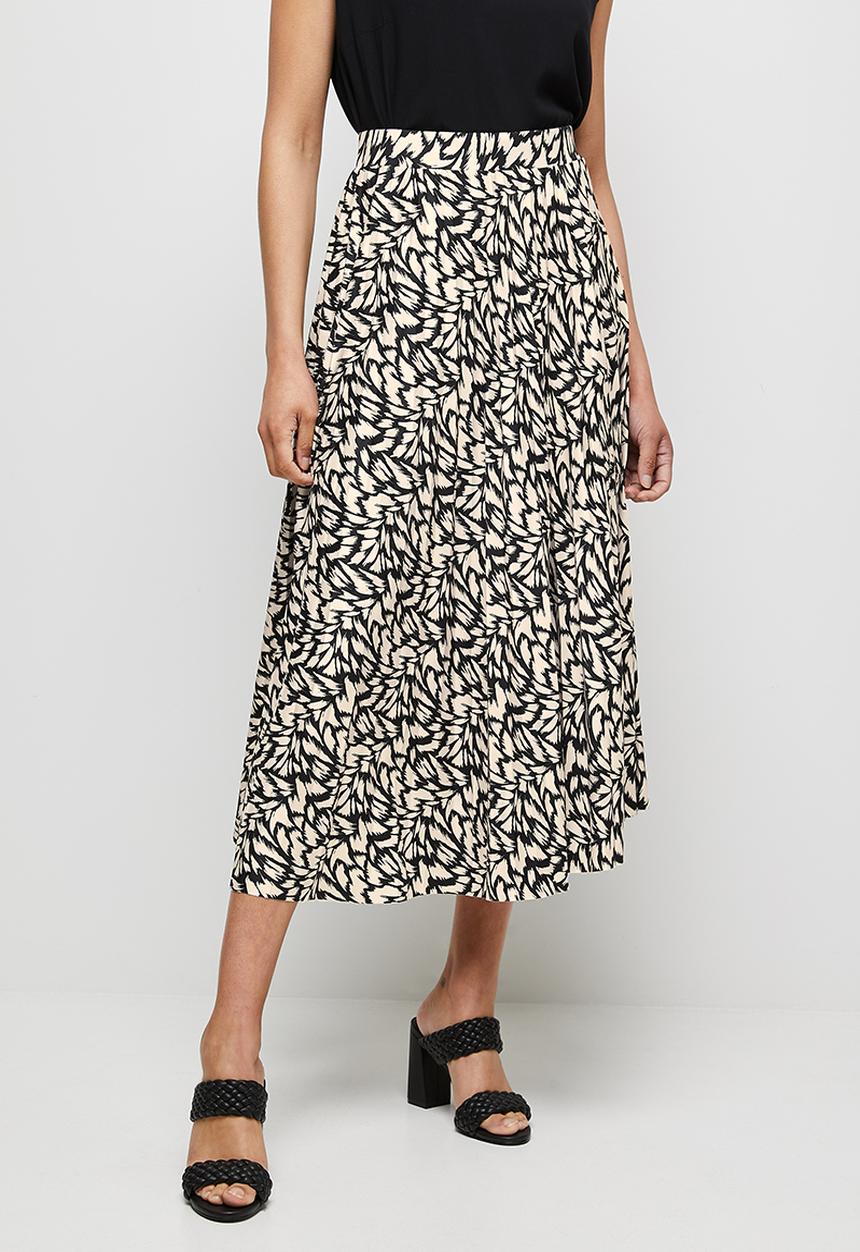 edit - Knit pleated midaxi skirt - black ikat