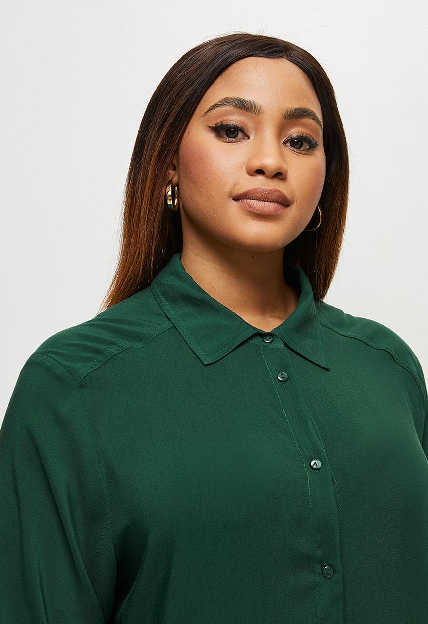 edit Plus - Basic midi shirt dress - green