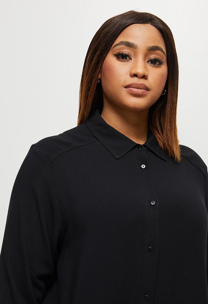 edit Plus - Basic midi shirt dress - black