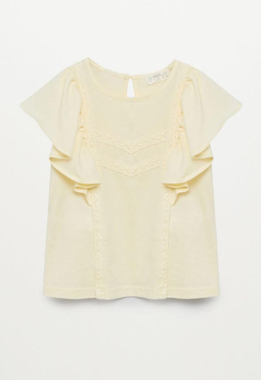 MANGO - Frills cotton T-shirt pricilao - yellow