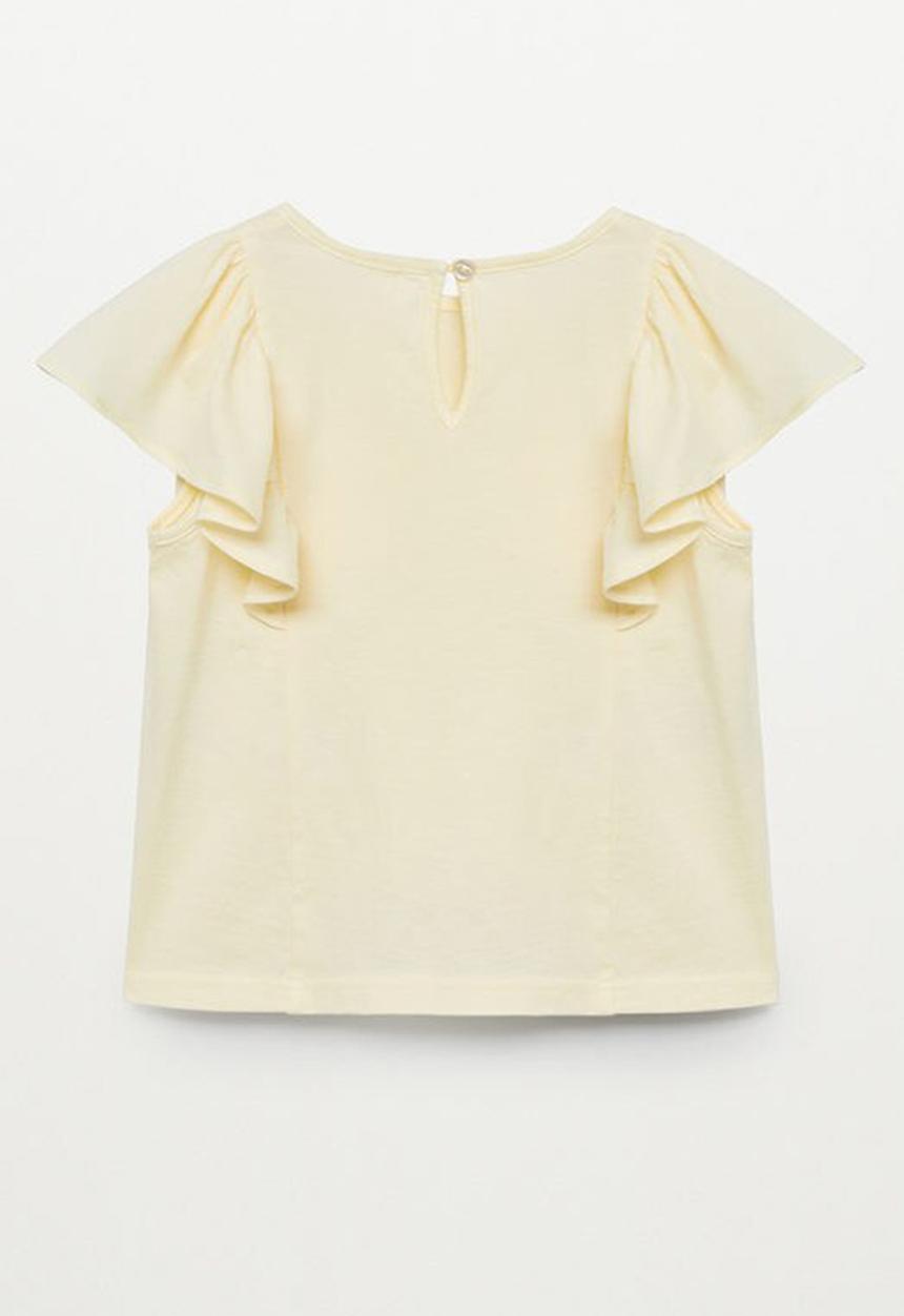 MANGO - Frills cotton T-shirt pricilao - yellow