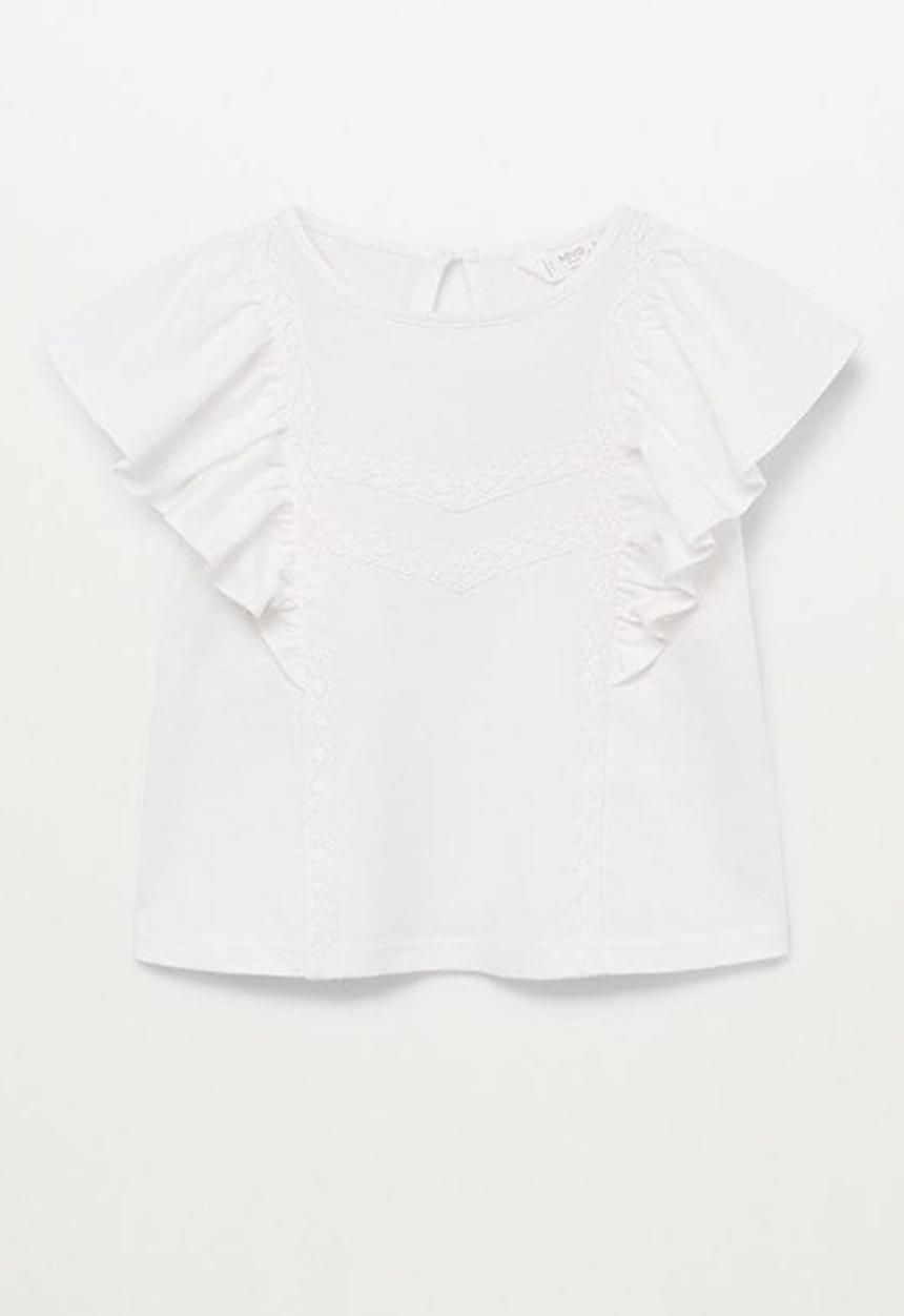 MANGO - Ruffled T-shirt priscila - white