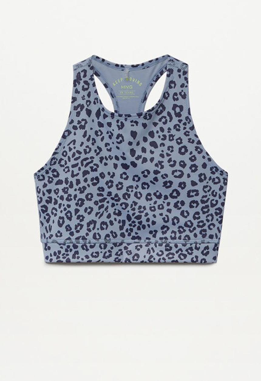 MANGO - Animal print crop top - blue