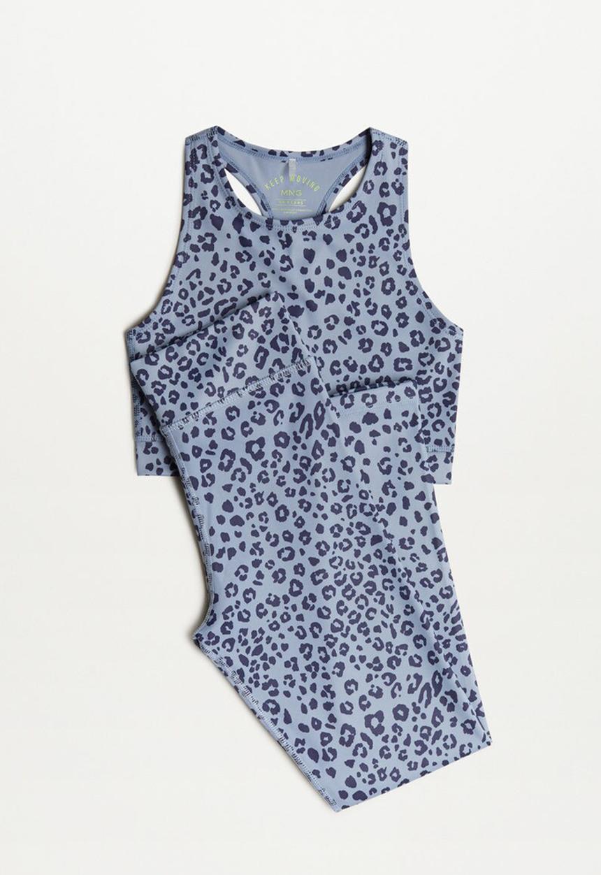 MANGO - Animal print crop top - blue