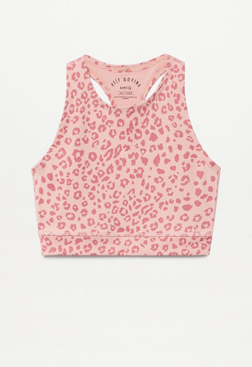 MANGO - Animal print crop top - pink