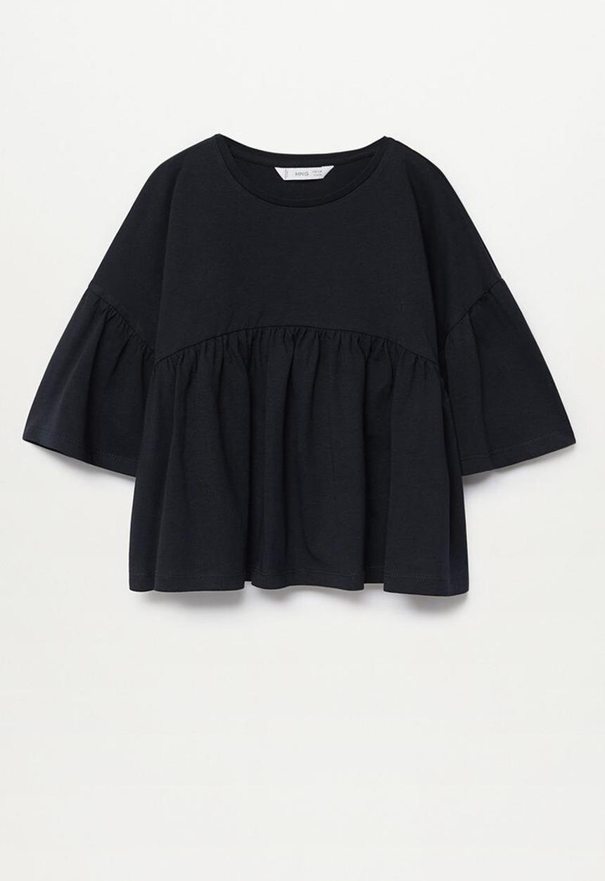 MANGO - Bibi flared short sleeve tee - black