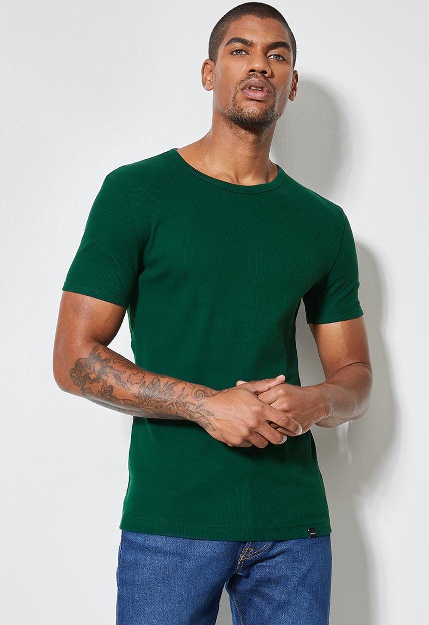 Superbalist - Brando rib muscle fit crew neck tee -  bottle green