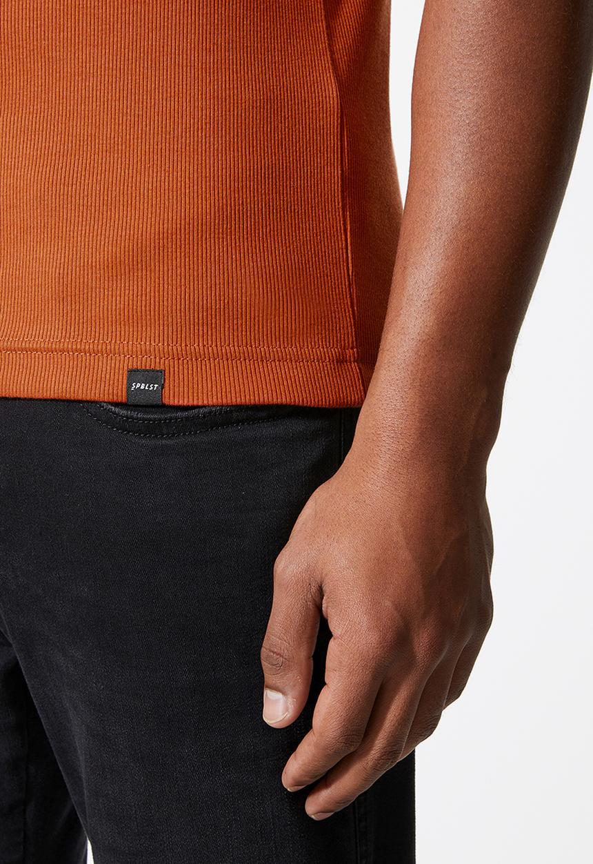 Superbalist - Brando rib muscle fit crew neck tee - rust 