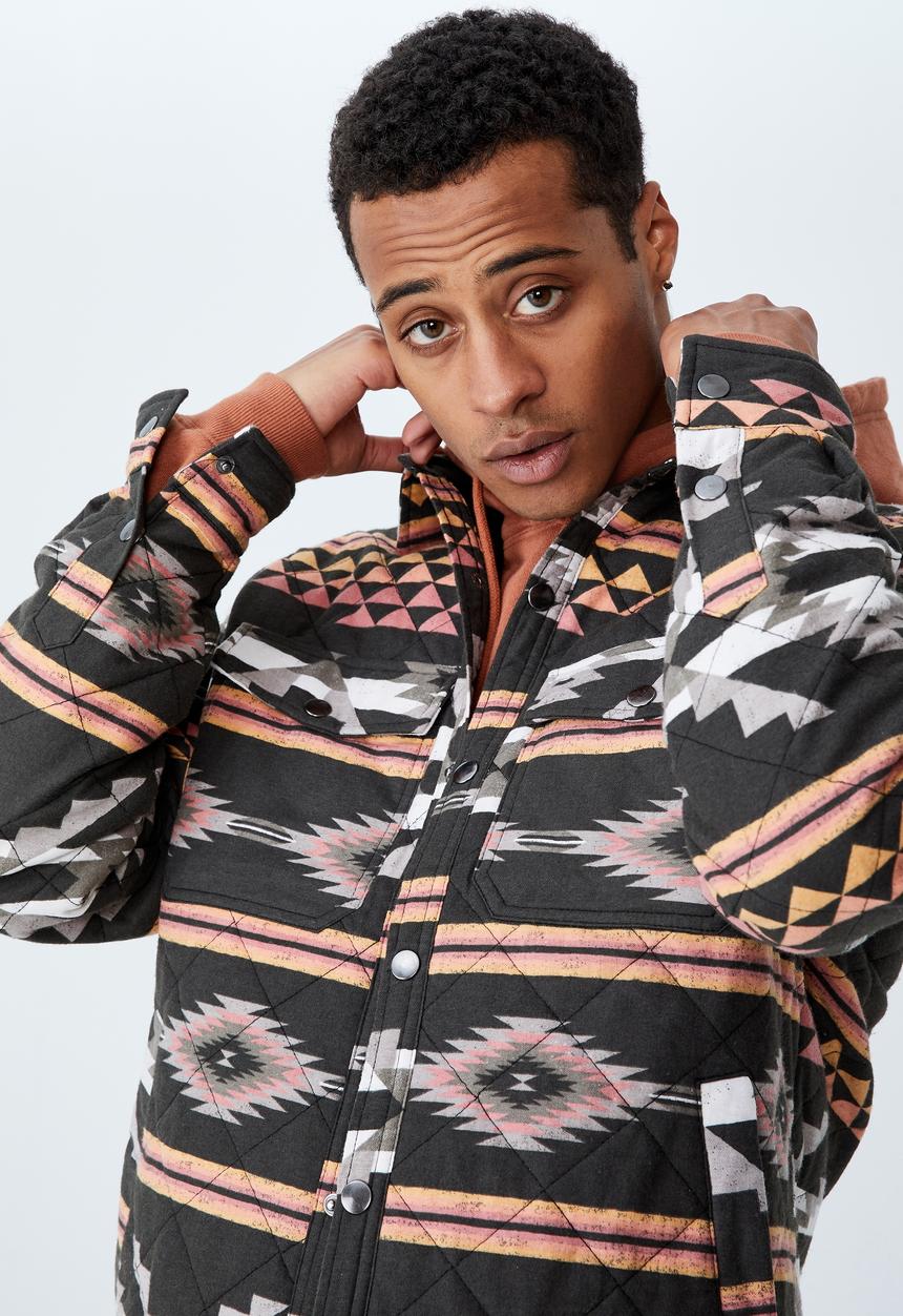 Cotton On - Quilted shacket - black aztec