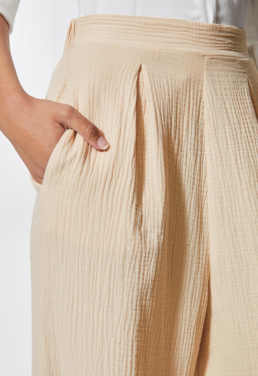VELVET - Pull on textured balloon pant - neutral