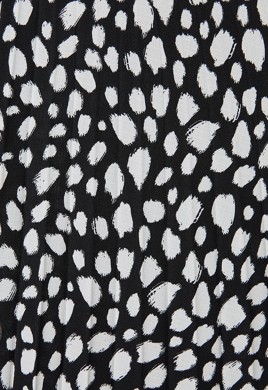 VELVET - Printed pleated midi skirt - black & white 