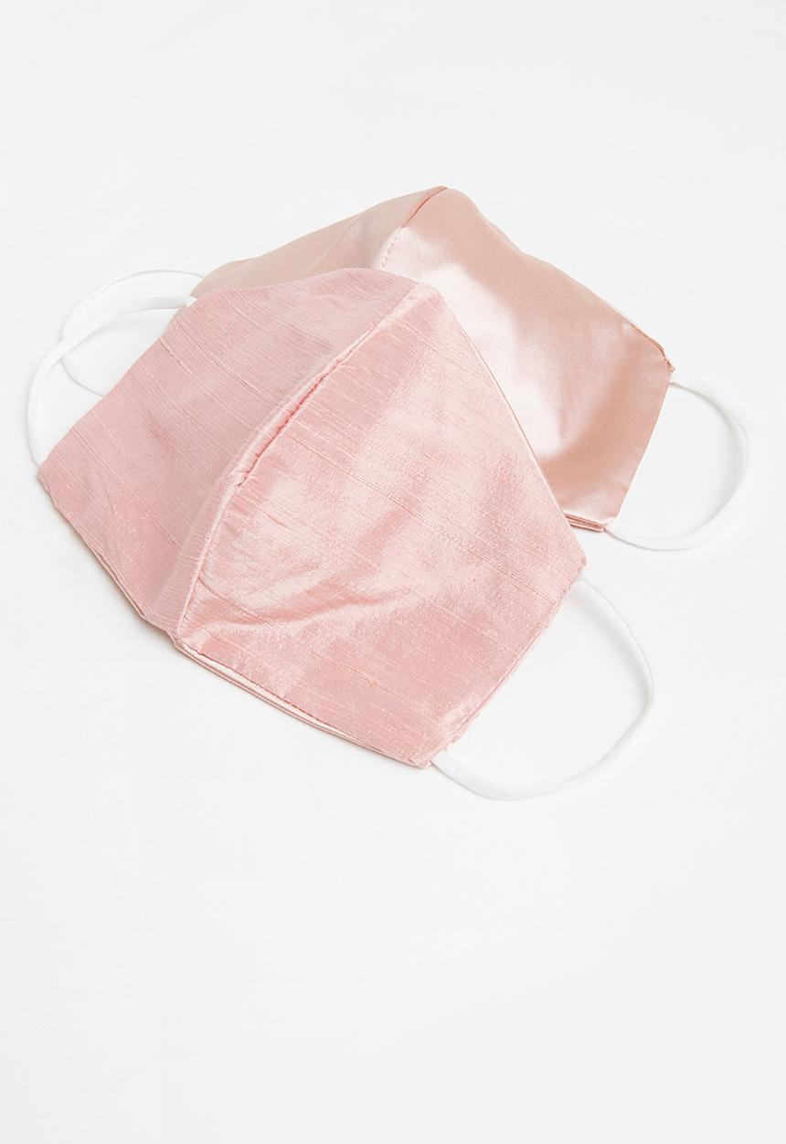 Superbalist - Raw silk face mask 2-pack - dusty pink