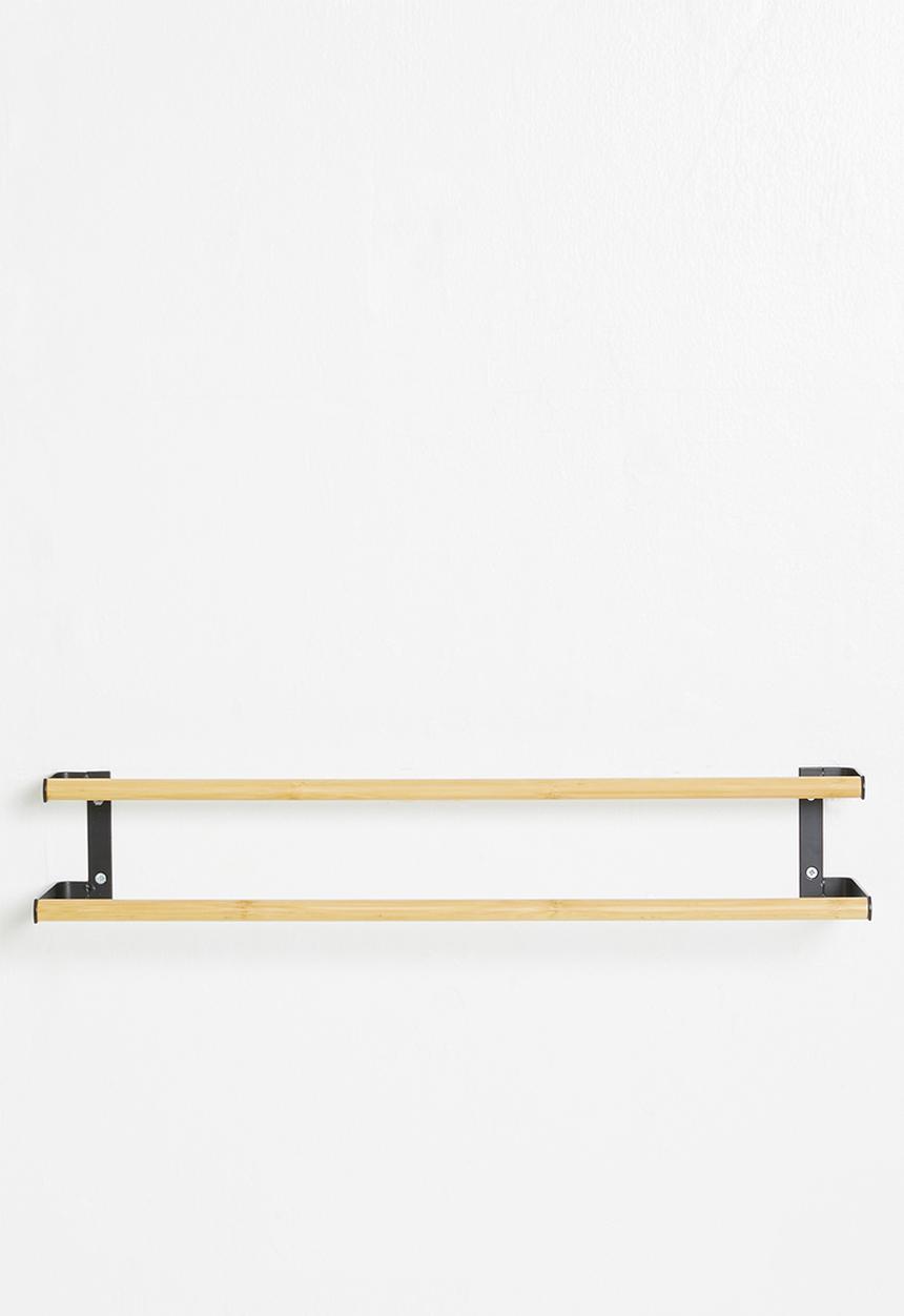 Sixth Floor - Double towel hanger with bamboo bars - matte black