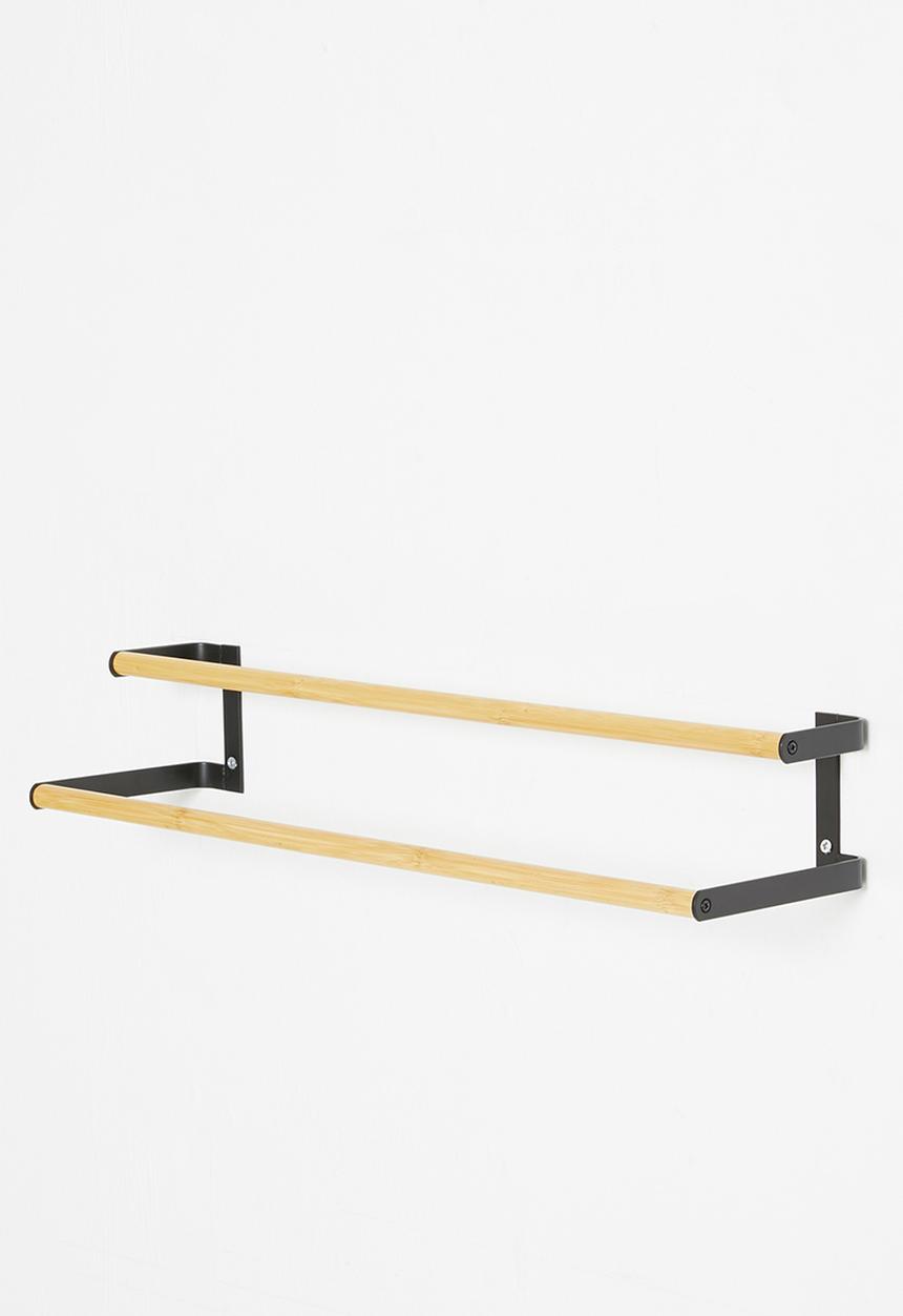 Sixth Floor - Double towel hanger with bamboo bars - matte black