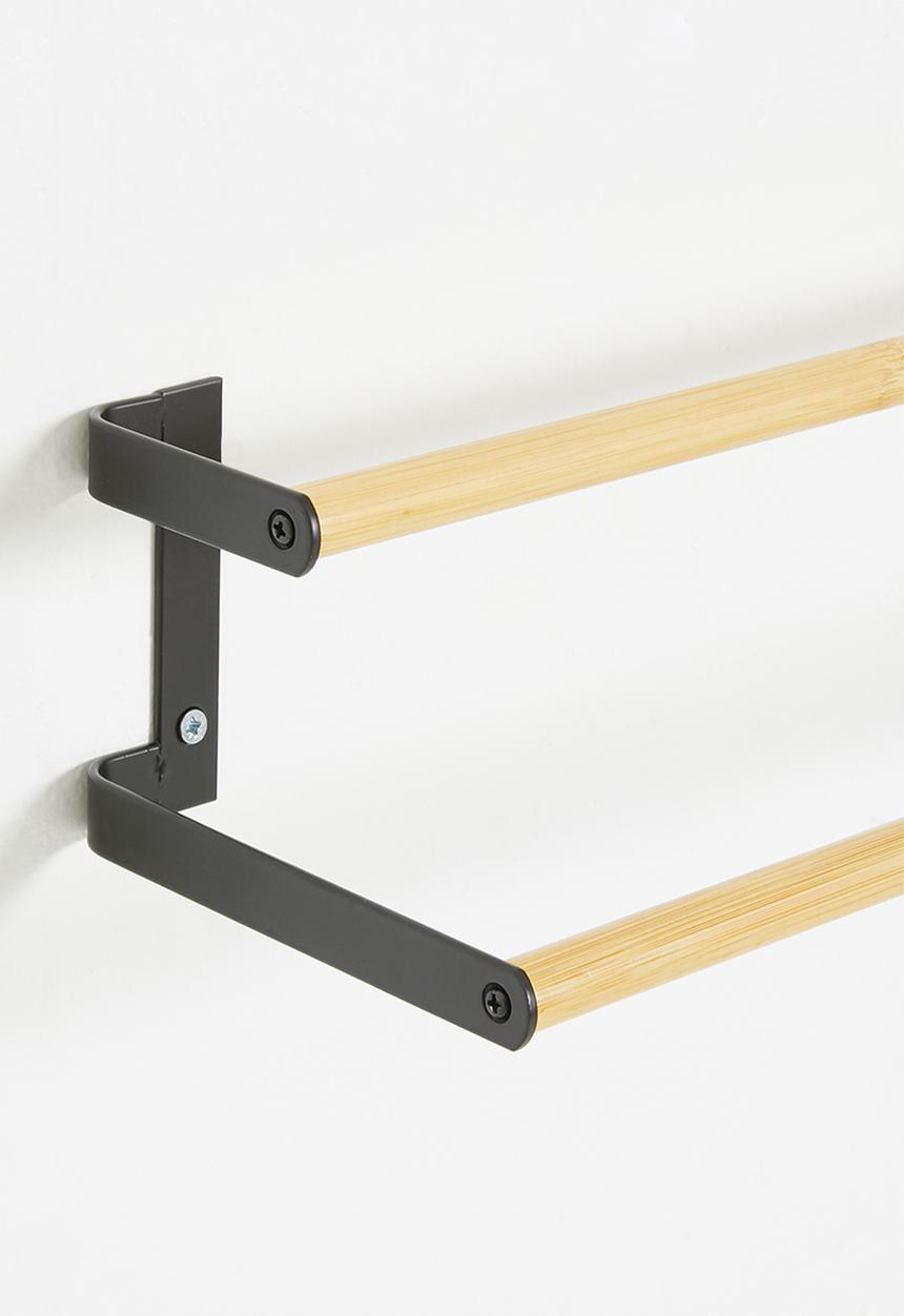 Sixth Floor - Double towel hanger with bamboo bars - matte black