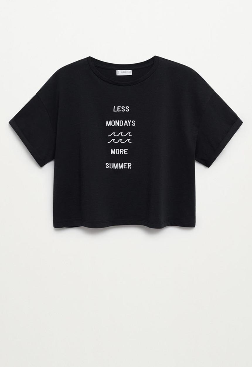 MANGO - Camiseta flow - black