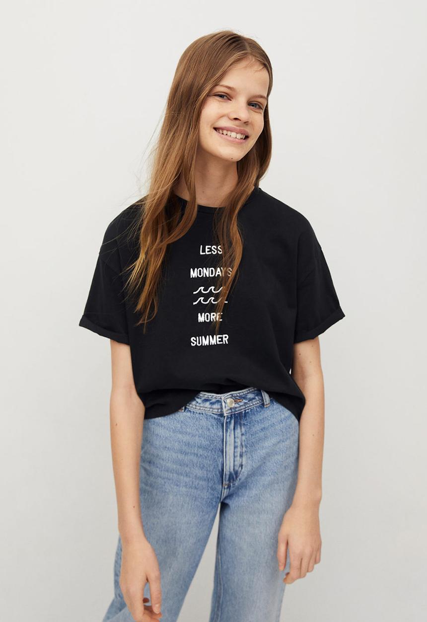 MANGO - Camiseta flow - black